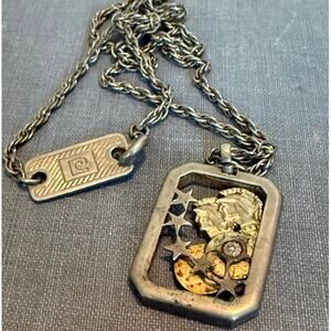 Vintage 1970s Pierre Cardin Gemini Zodiac Pendant Necklace